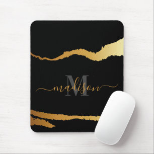 Black and Golden Foil Monogram Mouse Pad