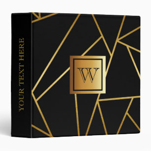 Black and Golden Geometric Binder