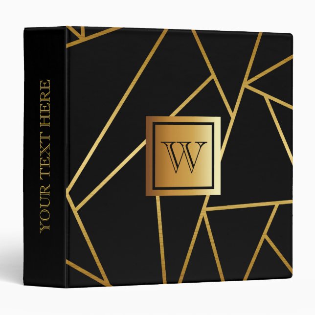 Black and Golden Geometric Binder (Front/Spine)