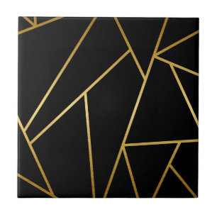 Black and Golden Geometric Tile