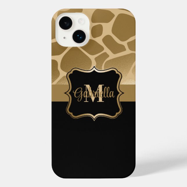 Black and Golden Giraffe Pattern iPhone Case (Back)