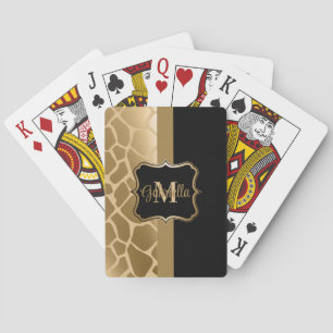 Black and Golden Giraffe Pattern Playing Cards