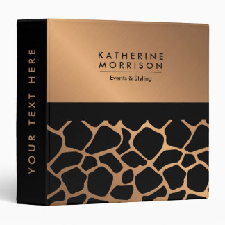 Black and Golden Giraffe Print Binder