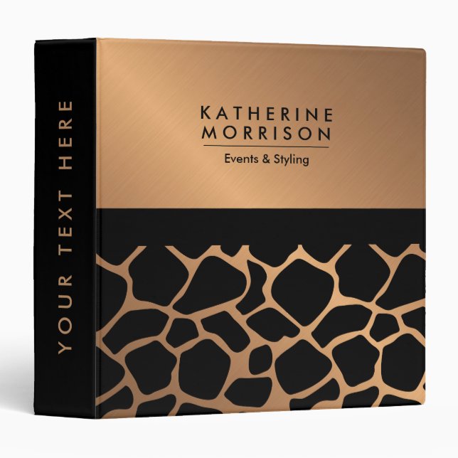 Black and Golden Giraffe Print Binder (Front/Spine)