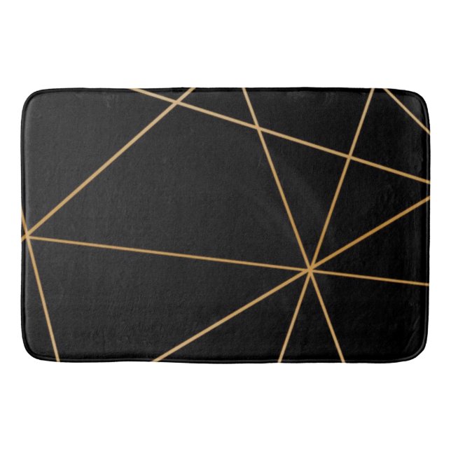 Black and golden line design   bath mat (Front)