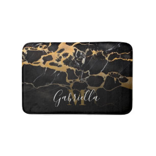 Black and Golden Marble Bath Mat