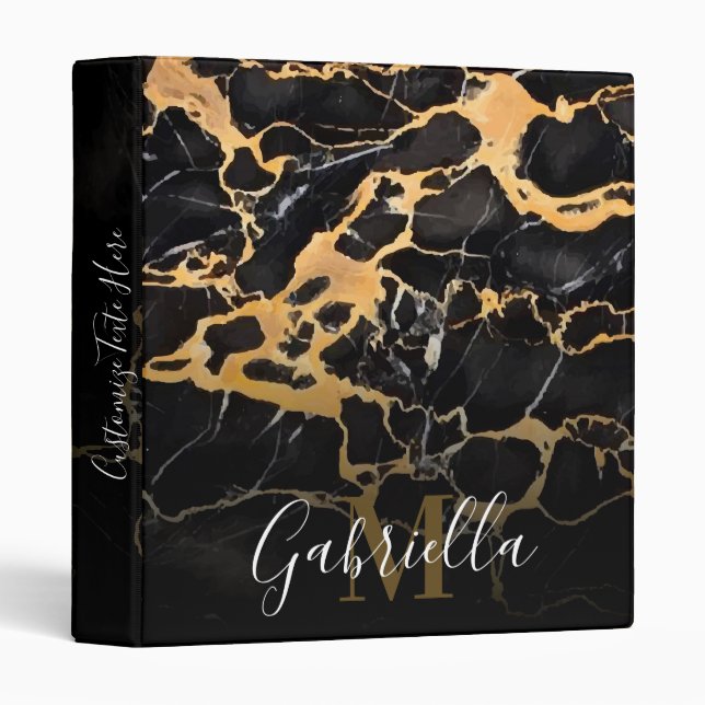 Black and Golden Marble Binder (Front/Spine)