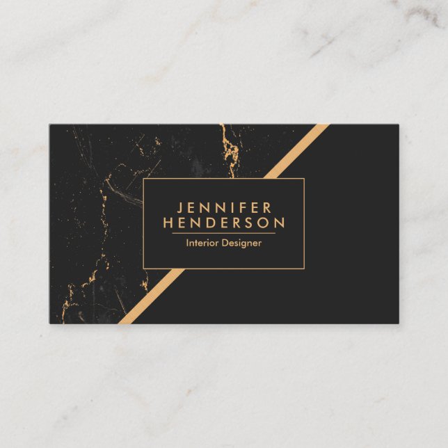 Black and Golden Marble Business Card (Front)