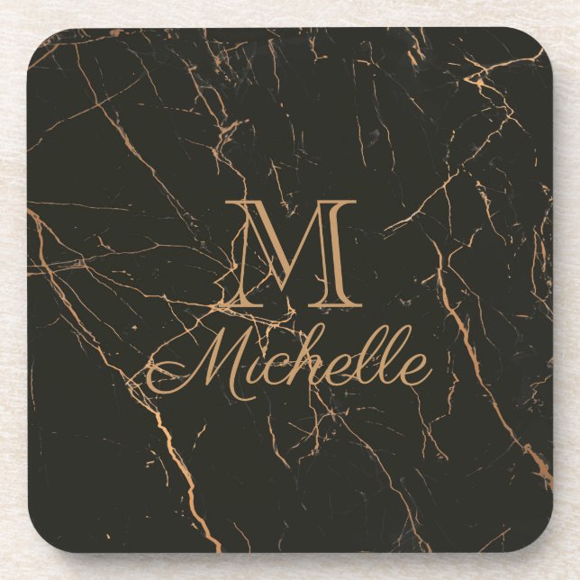 Black and Golden Marble Coaster (Front)