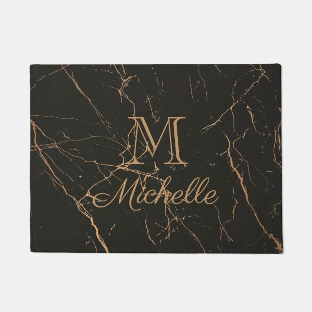 Black and Golden Marble Doormat (Front)