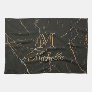 Black and Golden Marble Kitchen Towel