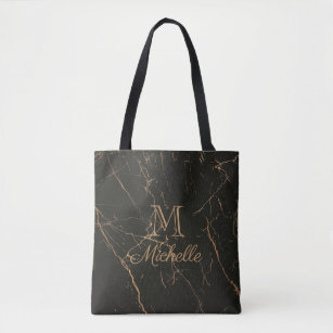 Black and Golden Marble Tote Bag