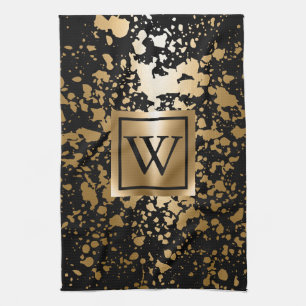 Black and Golden Metallic Brush Kitchen Towel