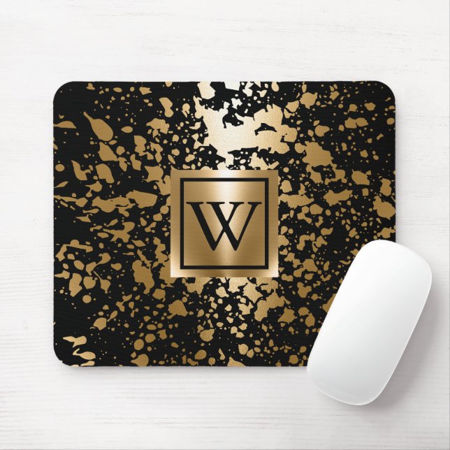 Black and Golden Metallic Brush Mouse Pad (With Mouse)