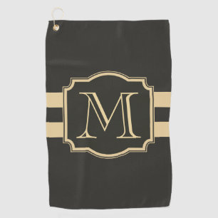 Black and Golden Monogram Golf Towel