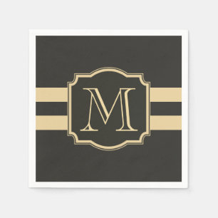 Black and Golden Monogram Napkin