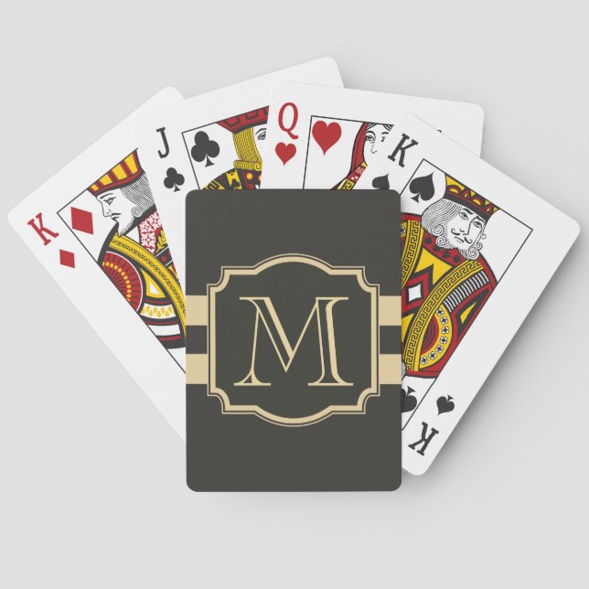 Black and Golden Monogram Playing Cards (Back)