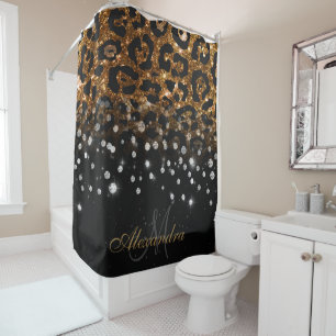Black and Golden Sparkle Leopard Print
