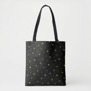Black and golden stars tote bag