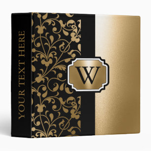 Black and Golden Vintage Floral Binder