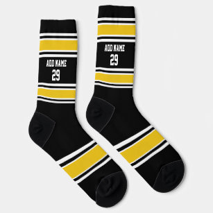 Black and Golden Yellow Sport Jersey - Name Number Socks