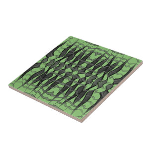 Black And Gray Abstract Feathered Floral Leaves  Tile