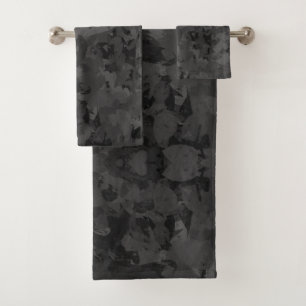 Black And Gray Abstract Graphic Art Design Bath Towel Set