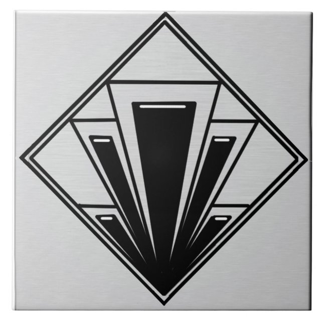 Black and Gray Art Deco Ceramic Tile (Front)