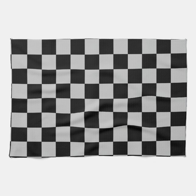 Black and Gray Check Kitchen Towel (Horizontal)
