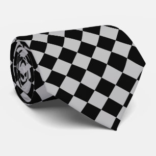 Black and Gray Check Neck Tie Sport Flag