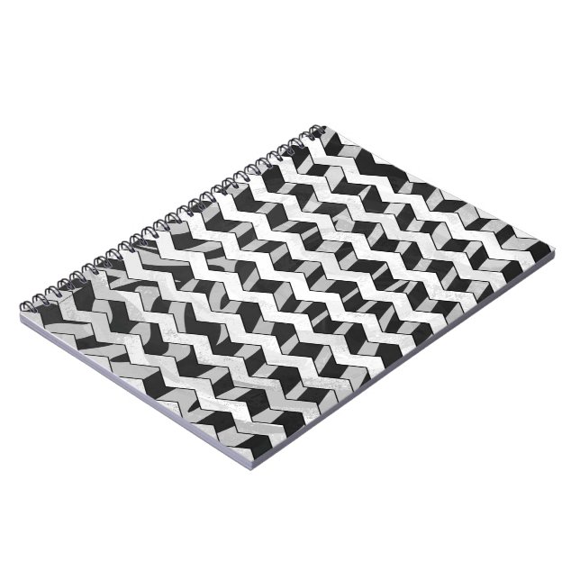 Black and Gray Chevron Zebra pattern Notebook (Left Side)
