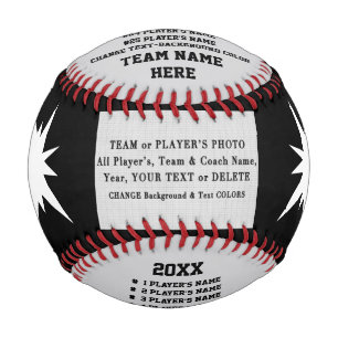 Black and Gray, Custom Printed Baseball for Coach 