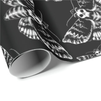 Black and Gray Deaths Head Hawk Moth Skull Gothic Wrapping Paper