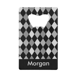 Black and Gray diamond geometric design Wallet Bottle Opener