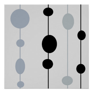Black and Gray dots on gray Poster