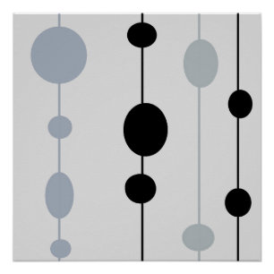 Black and Gray dots on grey Poster