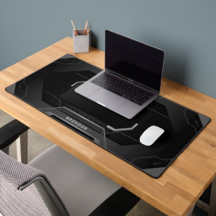Black and Gray geometric gaming background Desk Mat