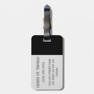 Black and Gray Initial Color Block Luggage Tag