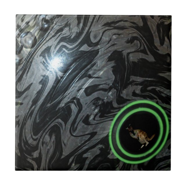 Black And Gray Lawn Bowl, Ceramic Tile (Front)