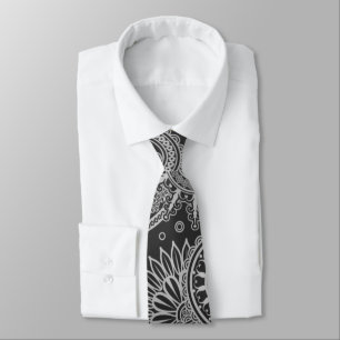 Black and Gray Paisley Pattern Tie