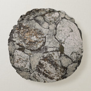 black and gray stone fragment round pillow