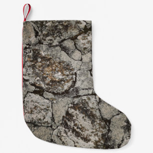 Black and gray stone fragment small christmas stocking