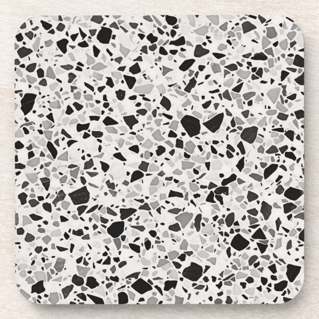 Black And Gray Terrazzo Patterned Coaster (Front)