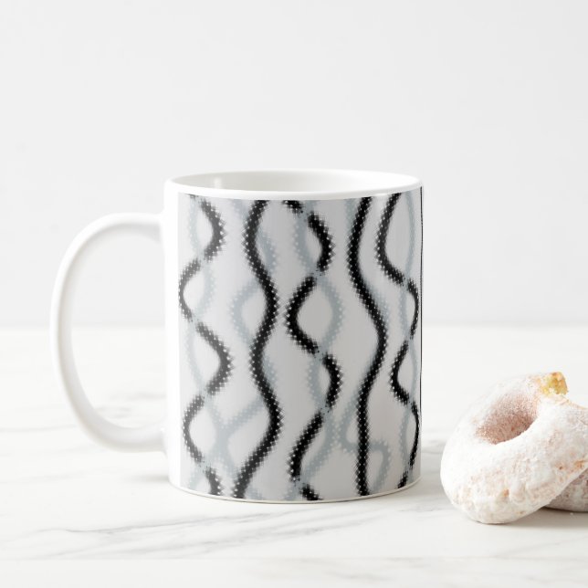 Black and gray waves  coffee mug (With Donut)