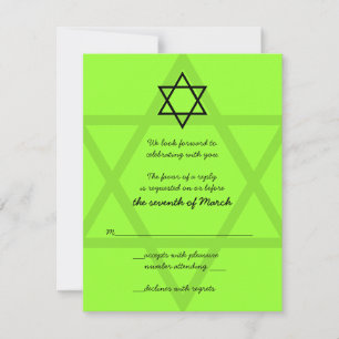 Black and Green Bar Mitzvah Reply Card