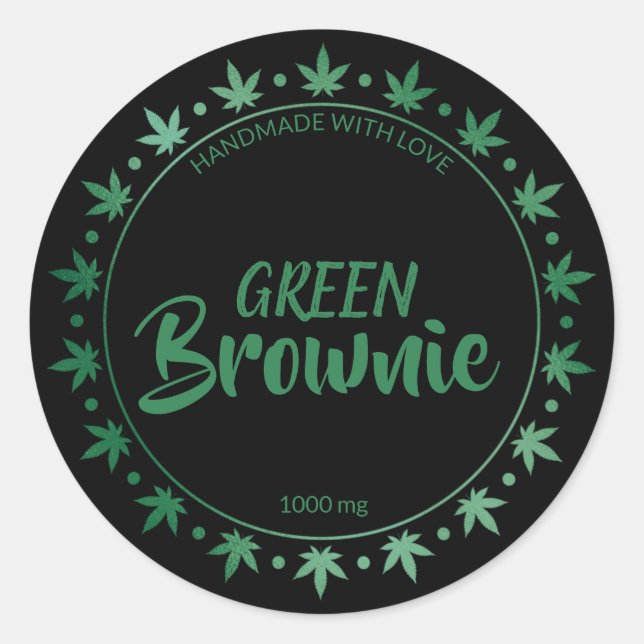 Black And Green Brownie | Homemade Edibles Label  (Front)