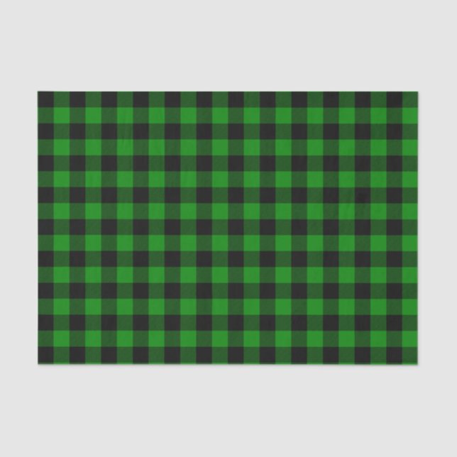 Black and Green Buffalo Plaid Tissue Paper (Front)