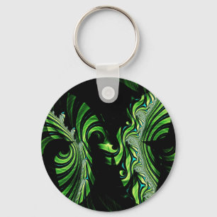 black and green butterfly fractal keychain