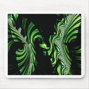 black and green butterfly fractal mouse pad