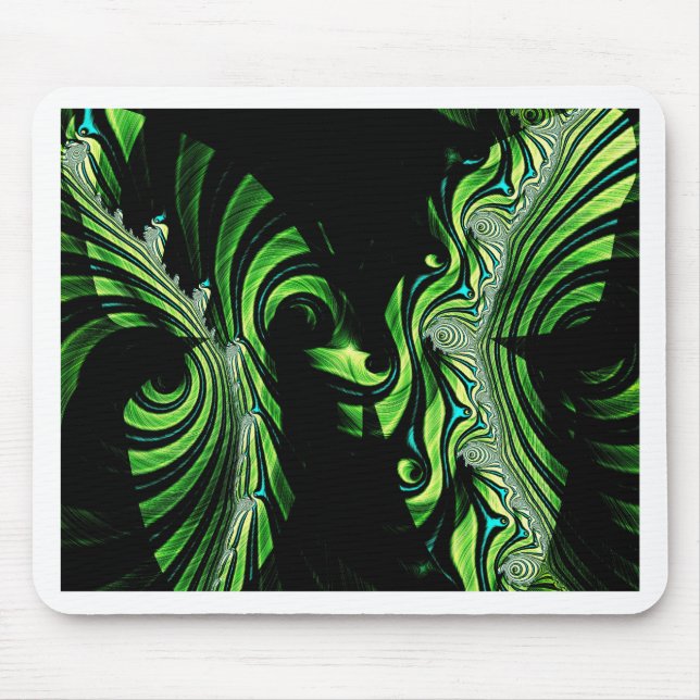 black and green butterfly fractal mouse pad (Front)